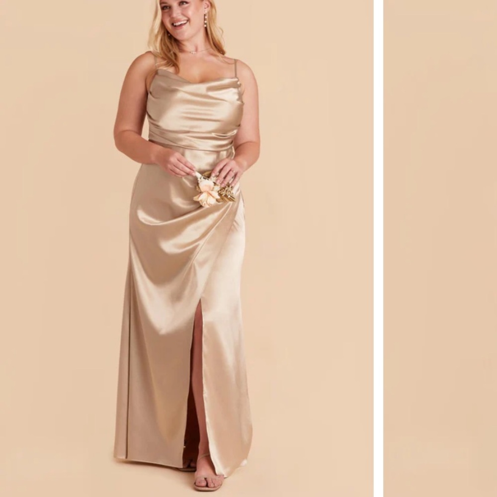 Lydia Shiny Satin Dress - Neutral Champagne× 1
L / NEUTRAL CHAMPAGNE